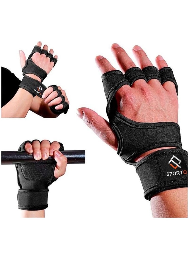 سبورت كيو قفازات التيميت لصالة الالعاب الرياضية مع سوار للمعصم، حماية كاملة، قفازات تمارين رياضية بمسامات لتهوية فائقة مناسبة لرفع الاثقال وركوب الدراجات للنساء والرجال - Image 1